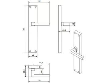 LATUS MG2361 - Bronze door handle on back plate by Fama International - view 3